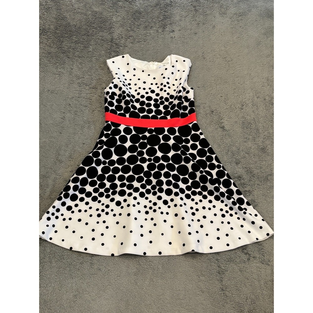 Studio One Dress Size 10 Polka Dots Black & White A Line Sleeveless Midi